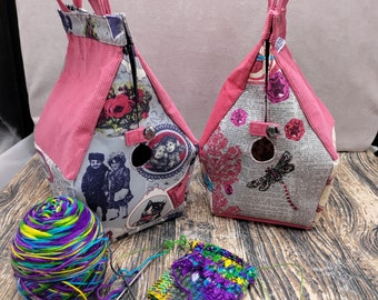 Sockhouse Bag Birdhouse shaped project bag for knitting or crochet, or whatever you like