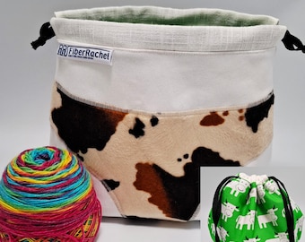 Lucky Undies Bag, special Sock Madness design, reversible drawstring project bag for 1-3 skeins