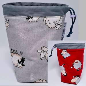 PICCOLA Twofer, borsa portaoggetti reversibile, marsupio reversibile per chi lavora a maglia o a uncinetto, completamente foderata con coulisse.