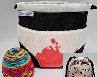 Lucky Undies Bag, special Sock Madness design, reversible drawstring project bag for 1-3 skeins