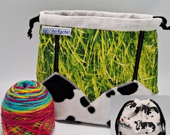 Lucky Undies Bag, special Sock Madness design, reversible drawstring project bag for 1-3 skeins