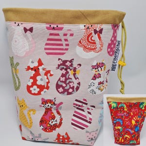 MEDIUM  Twofer, reversible Project bag , reversible pouch for knitters or crocheters, fully lined with a drawstring.