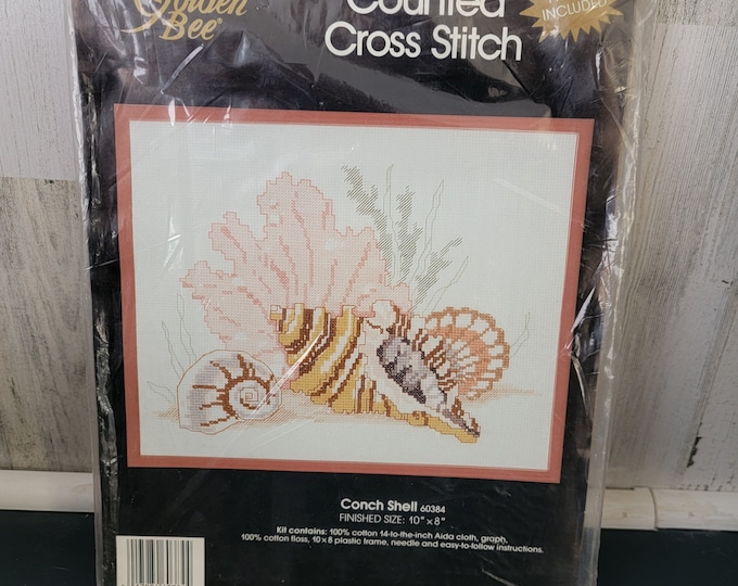 Golden Bee Conch Shell Picture Cross Stitch Kit