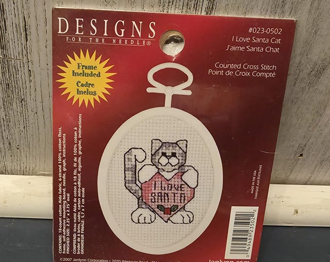 I Love Santa Cat Christmas Ornament Kit by Janlynn