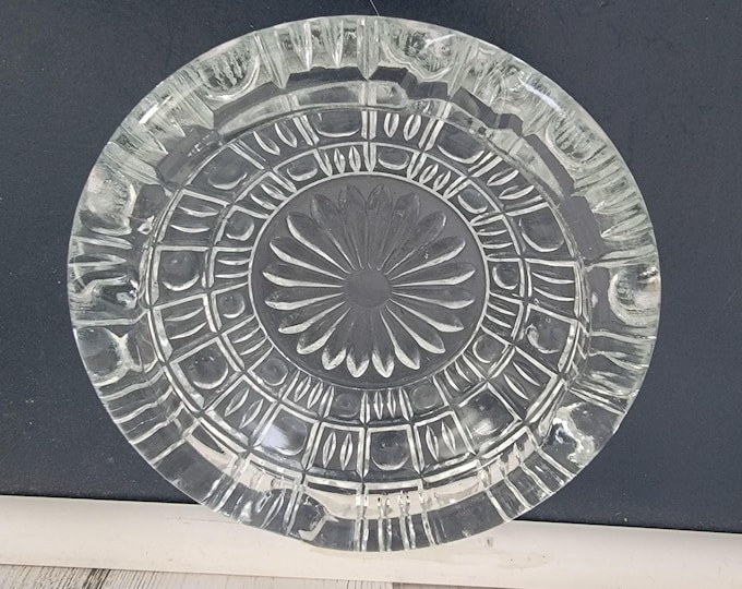 Pressed Glass Cigar Cigarette Ashtray