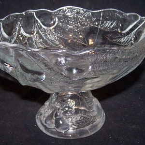 Pressed Glass Fruit Bowl with Pear Pattern