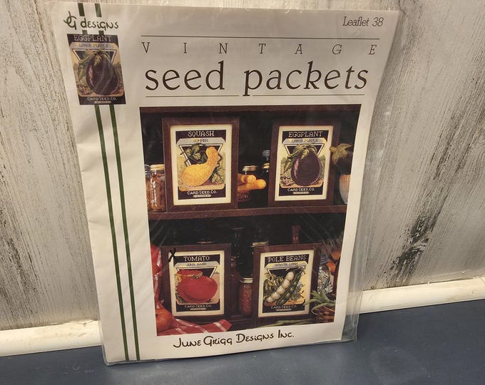 June Grigg Designs Eggplant Seed Packet Cross Stitch Kit