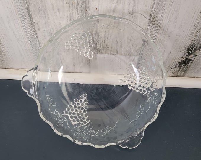 1950's Anchor Hocking Grape Intaglio Clear Glass Bowl