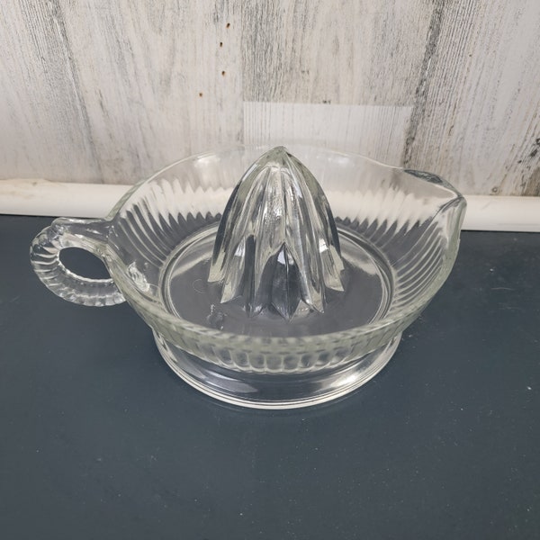 Vintage Pattern Glass Citrus Reamer with Tab Handle