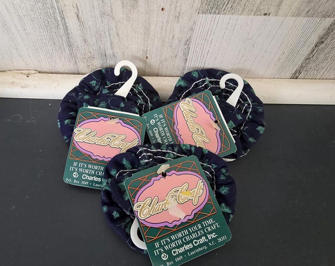 Set of 3 Charles Craft Navy Ivy Jar Lid Cover to Cross Stitch