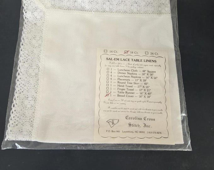 White Sal-Em Lace Bread Cover Cross Stitch Fabric