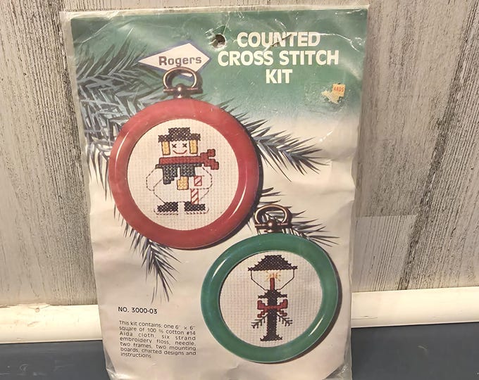 Rogers Counted Cross Stitch Kit featuring Snowman and Lamp Post