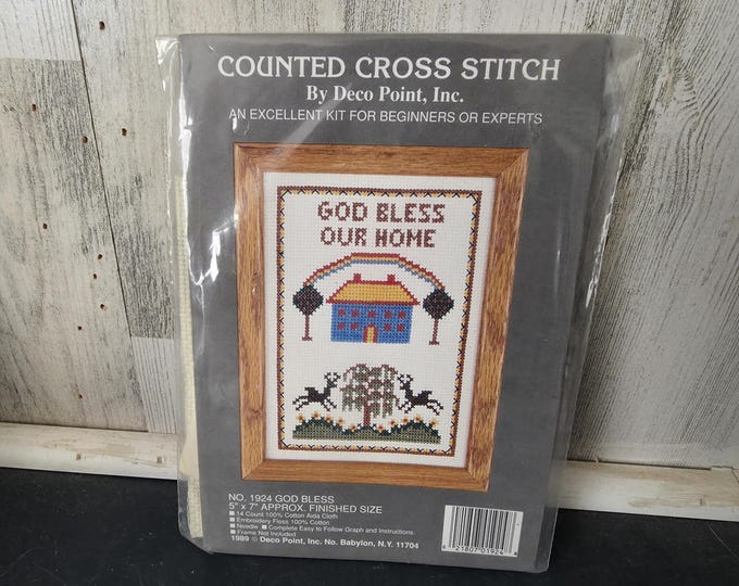 Counted Cross Stitch Kit God Bless Our Home by Deco Point