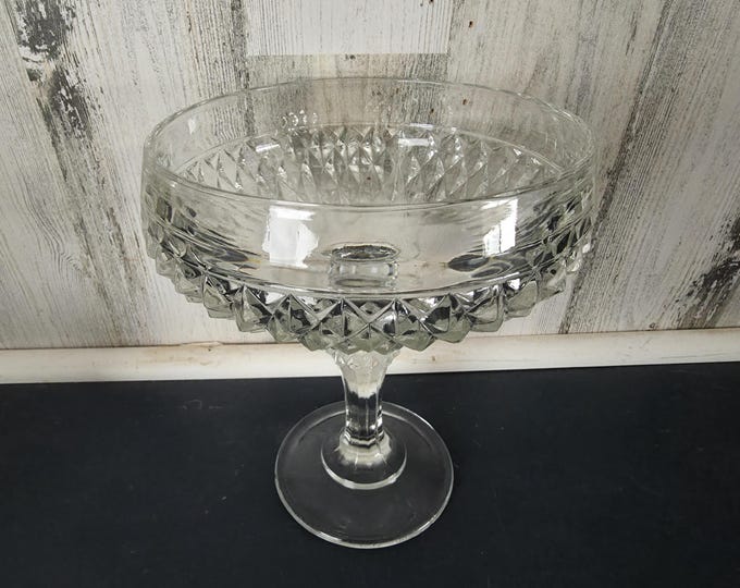 Indiana Glass Diamond Point Pedestal Compote from the 1960's