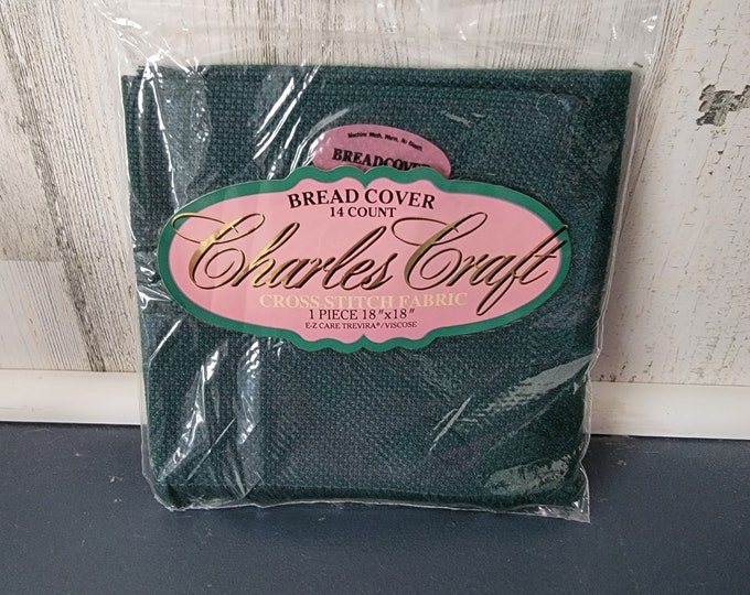Charles Craft Cross Stitch Bread Cover Fabric-Teal looks like forest green