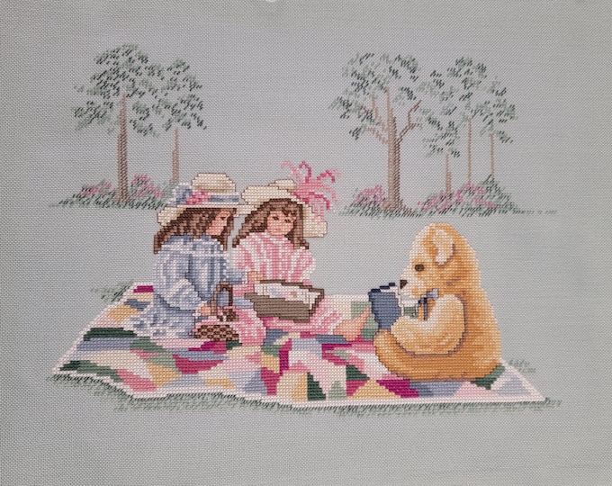 Finished Leisure Arts Counted Cross Stitch Story Time on Ma Ella's Quilt