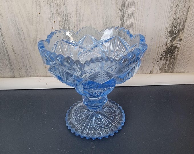 Imperial LaRochelle NuCut Blue 212 Open Jam or Jelly Bowl with minor defects