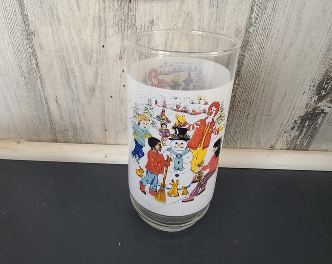 McDonalds Making a Snowman Drinking Glass