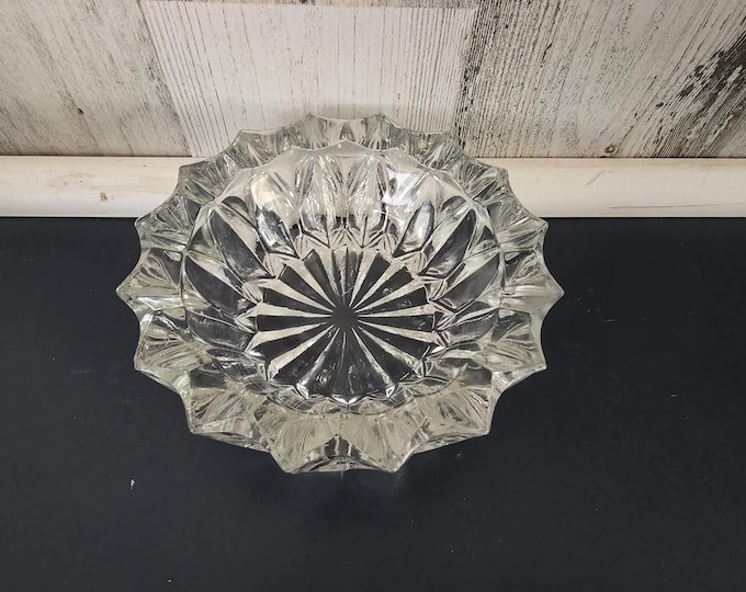 Vintage Crystal Glass Diamond Pointe Ashtray