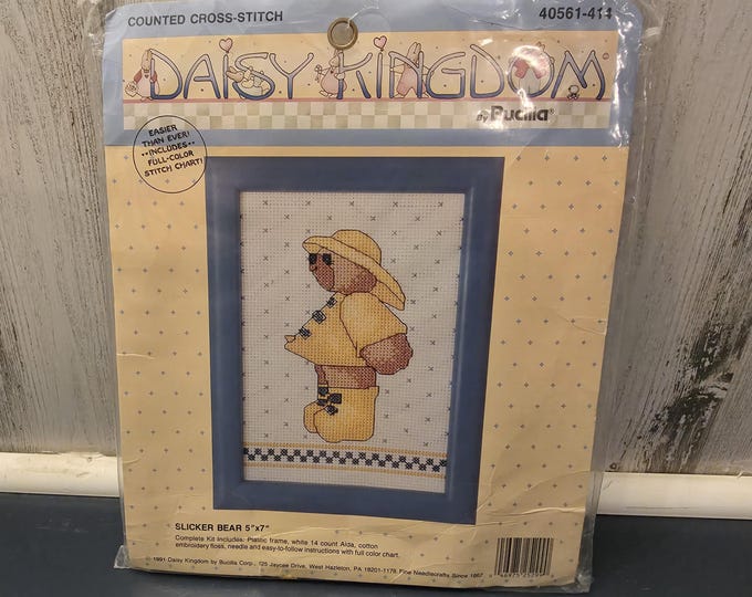 Slicker Bear Daisy Kingdom Counted Cross Stitch Kit by Bucilla