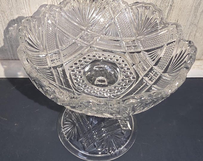 Antique EAPG Duncan's Sons #28 Teepee aka Nemesis Pressed Glass Compote from 1896