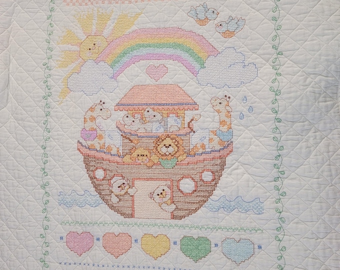 Noah's Ark Baby Blanket, Crib Cover