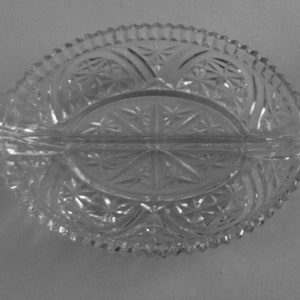 Clear Early American Cut Glass Divided Relish Dish