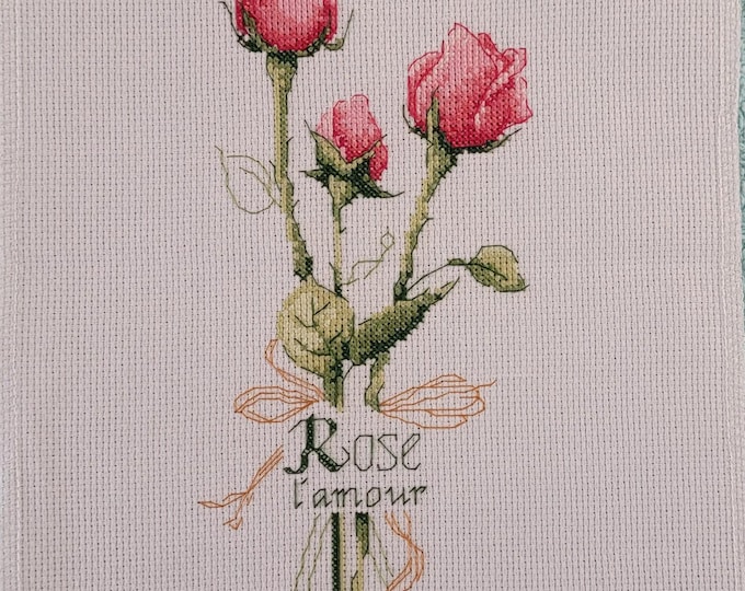 Finished Trio of Roses Cross Stitch