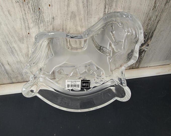 Mikasa Glass Rocking Horse Dish with label