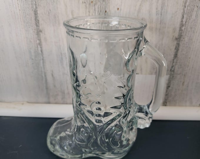Tooled Pattern Glassed Cowboy Boot Mug by Libbey of Canada