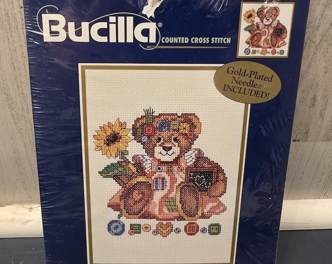 I Love You Bear Bucilla Counted Cross Stitch Kit