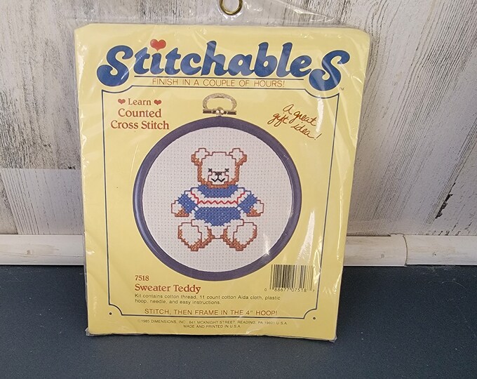 Stitchables Sweater Teddy Cross Stitch Kit