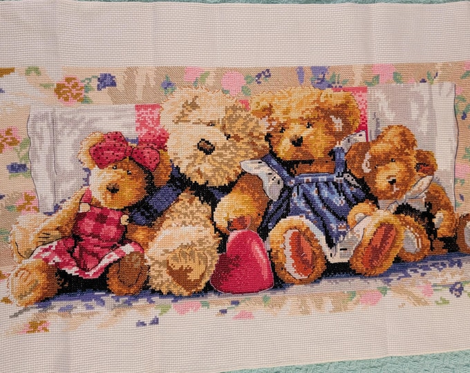 Teddy Bear Family Unframed Cross Stitch Art