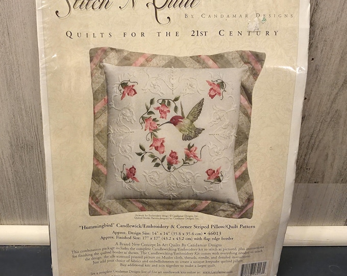 Hummingbird Candlewick Embroidery Pillow Quilt Pattern Kit
