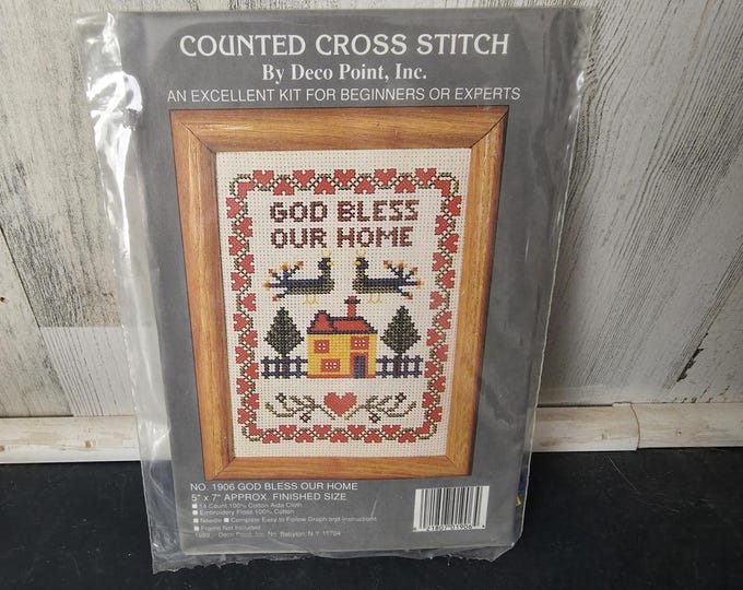 Counted Cross Stitch Kit God Bless Our Home by Deco Point
