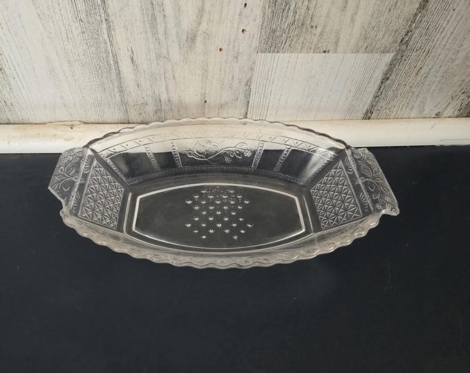 Bryce Bros Panelled Forget Me Not 1880's EAPG Pressed Glass Relish Pickle Dish