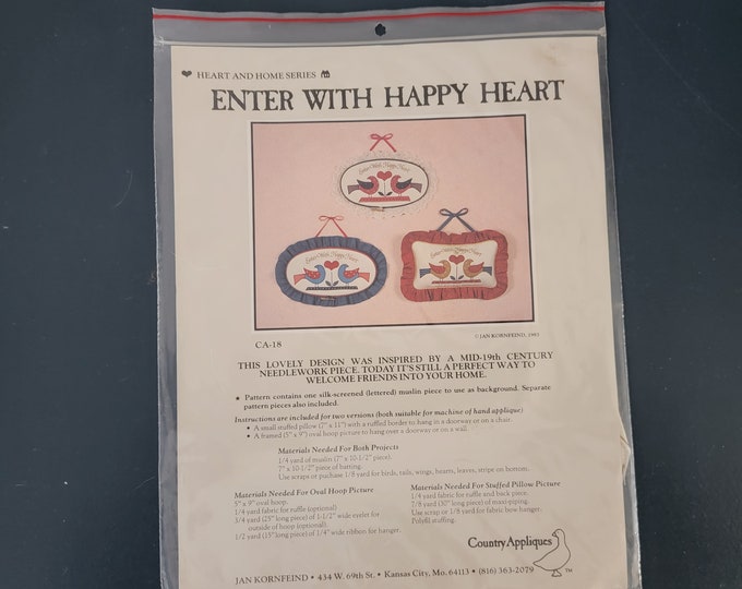 Enter With Happy Heart Applique Pattern