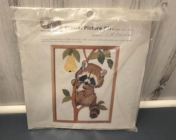 Raccoon Crewel Picture Kit by Columbia-Minerva