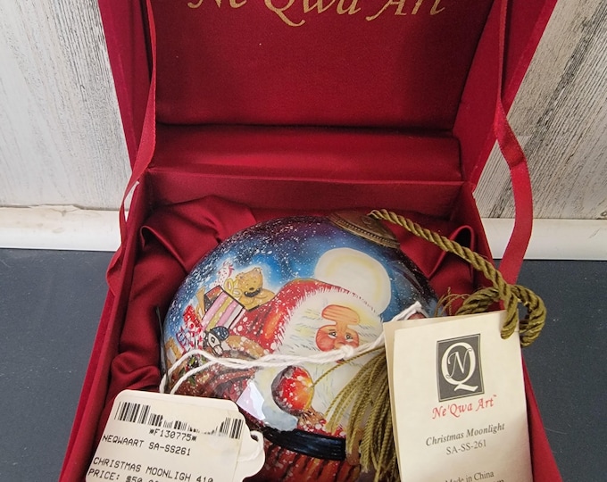 Ne' Qwa Art Christmas Moonlight in Original Velveteen Covered Box Price & Designer Tags