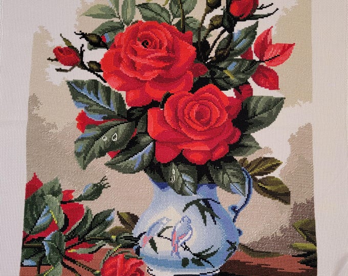 Finished Roses Cross Stitch Piece