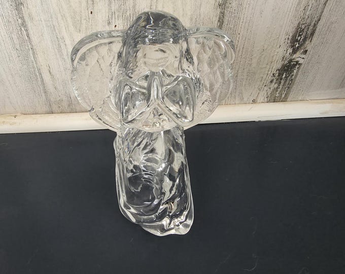 DePlomb Lead Crystal Praying Angel Candleholder