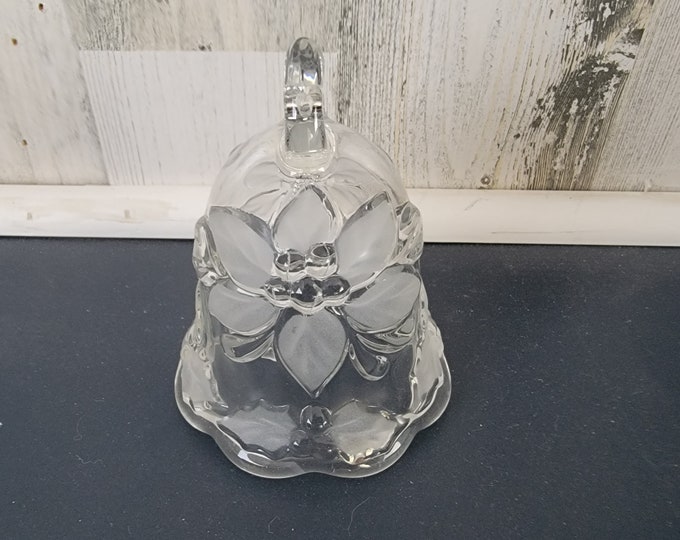 Mikasa Festive Poinsettia Etched Crystal Bell