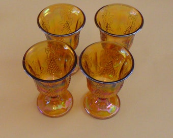Set of 4 Indiana Glass Amber Grape Harvest Goblets
