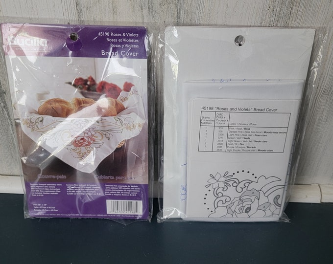 Bread Cover Embroidery Kit 45198 Roses & Violets