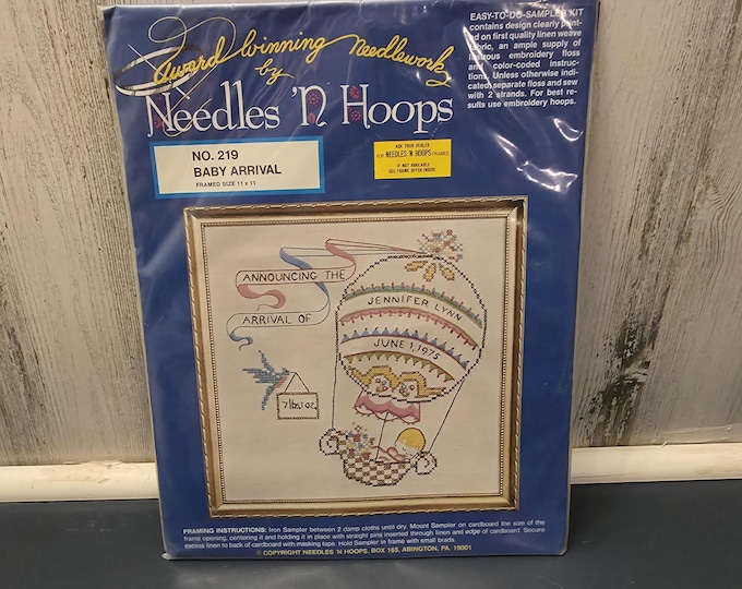 Baby Arrival Sampler by Needles 'n Hoops Pre-Stamped Cross Stitch Embroidery Kit