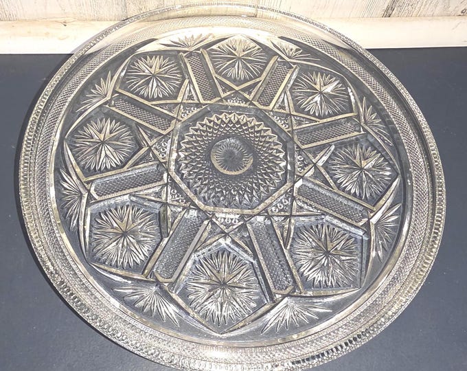 Imperial Glass Star and Fire Round Platter Serving Tray