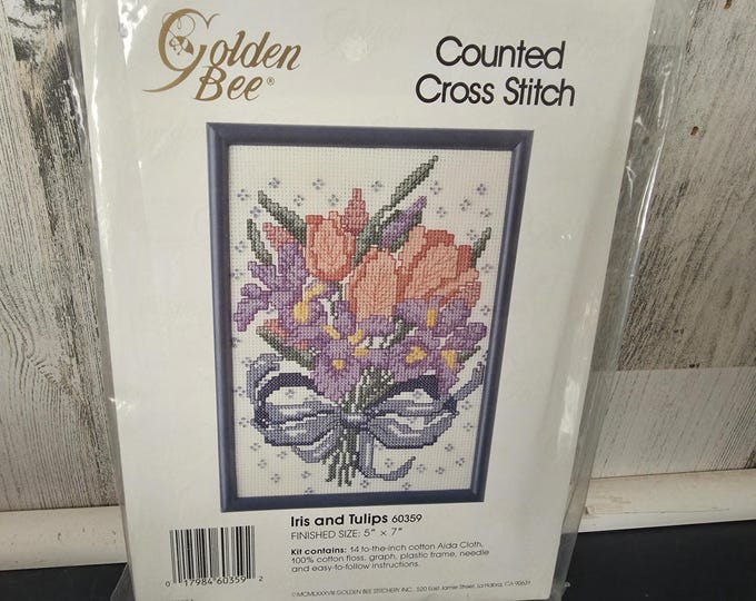 Golden Bee Iris and Tulips Kit 60359 for cross stitch
