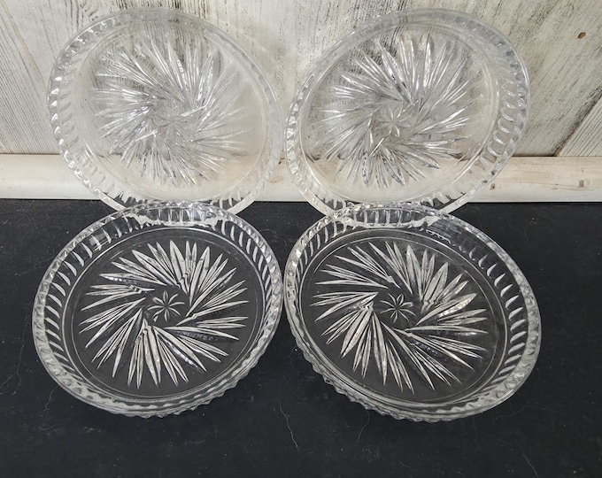 Set of 4 Crystal Glass Coasters from 1970's-1990's