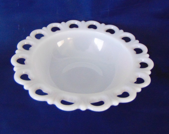 Open Work Milk Glass Bowl