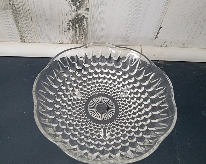 Lovely Fenton Clear Glass Hobnail Candy Dish